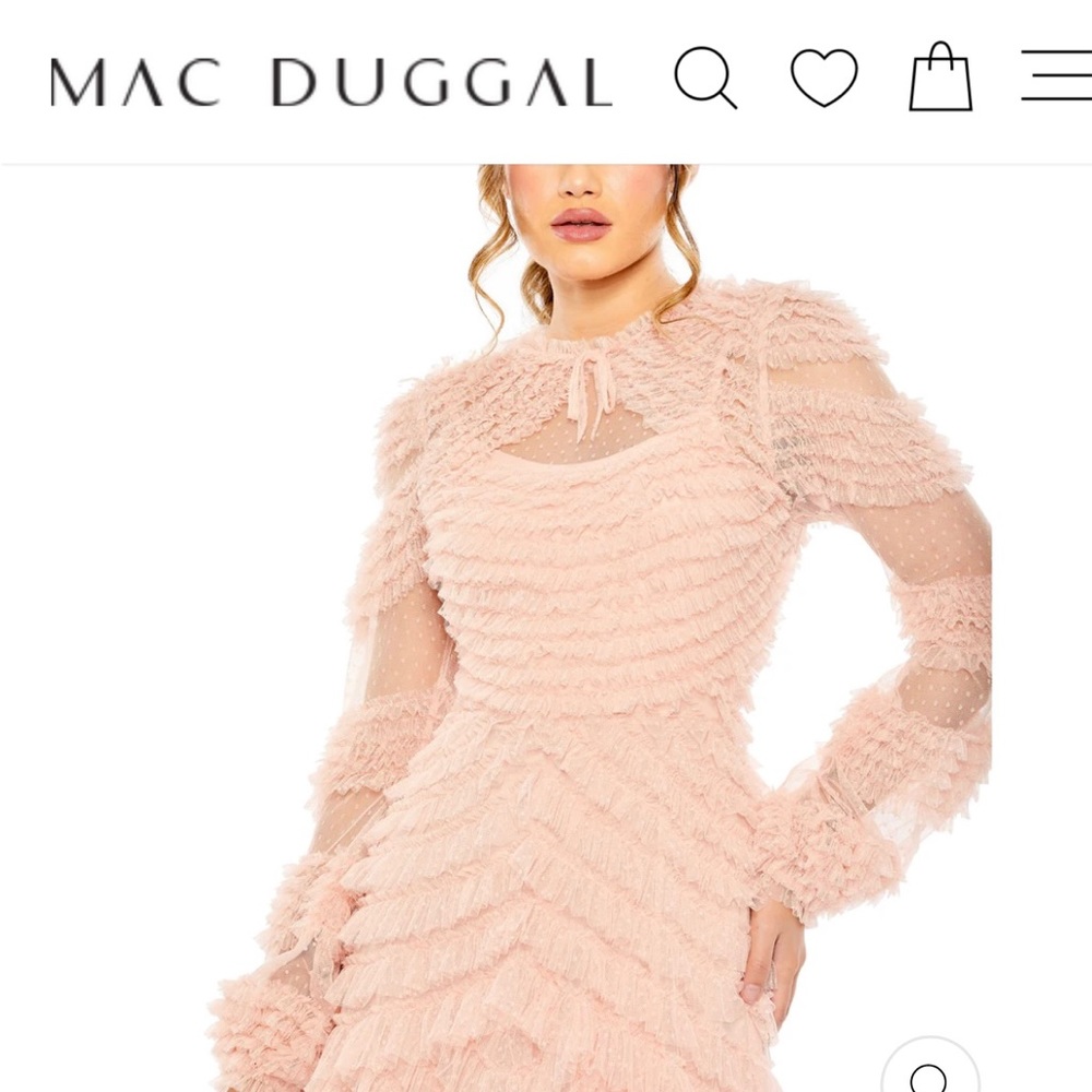 Mac Duggal pink ruffle tiered gown